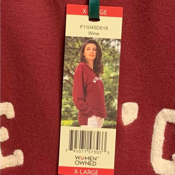 SWEATSHIRT Green Tea Women’s Burgundy WINE O CLOCK Long Sleeve Sweatshirt - Picture 4 of 10